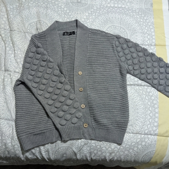 Retrod Sweaters - Chunky statement sleeve Grey Cardigan